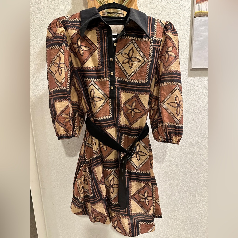 Keepsake The Label Vera Coffee Patchwork Dress - image 2